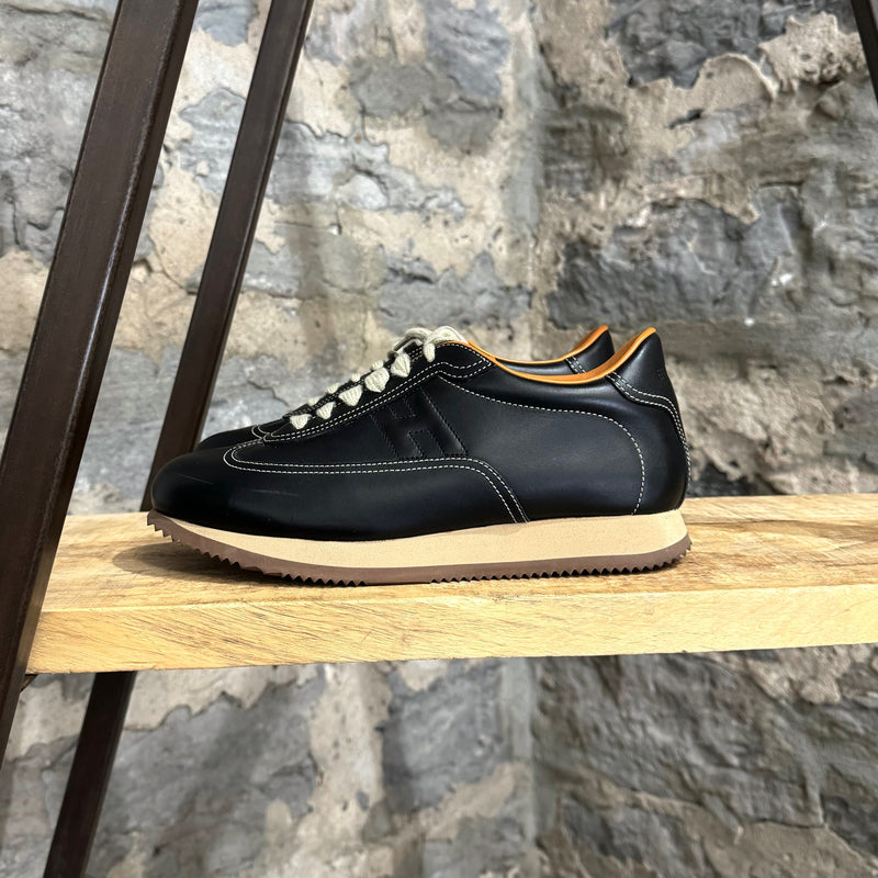 Hermès Black Leather Quick H Platform Sneakers