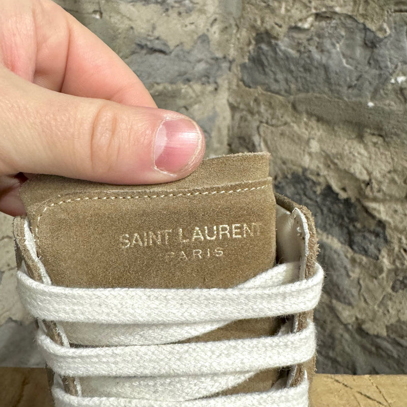 Saint Laurent Paris Tan Suede High-Top Sneakers