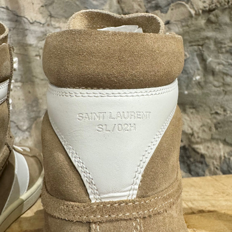 Baskets montantes en daim beige Saint Laurent Paris