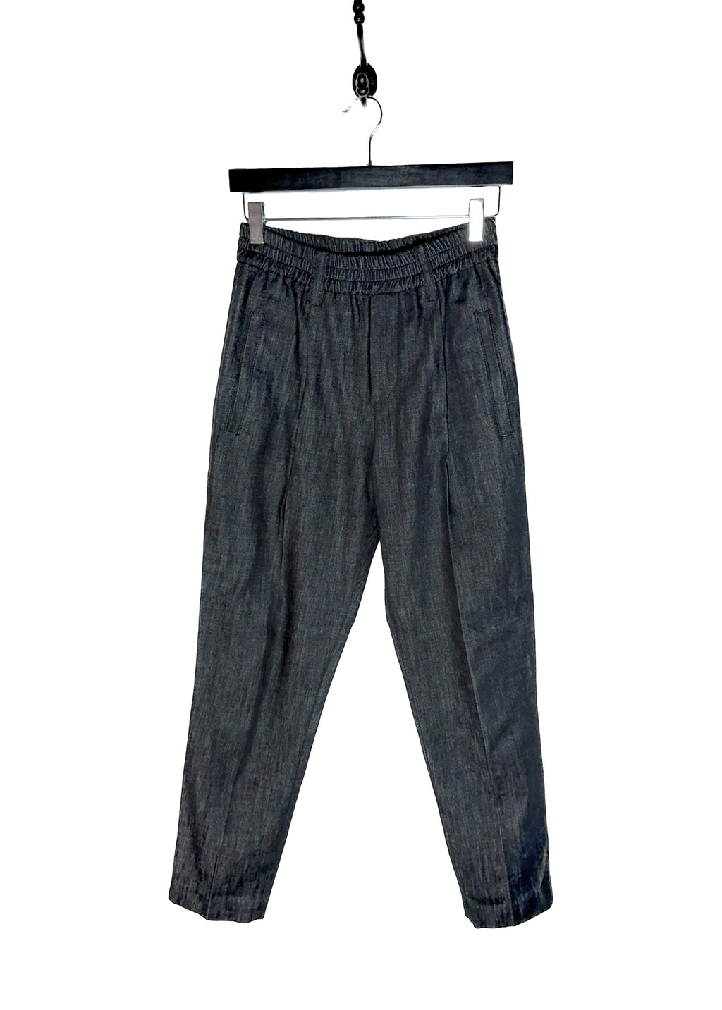 Brunello Cucinelli High Waisted Blue Black Elastic Waist Jogger Jeans