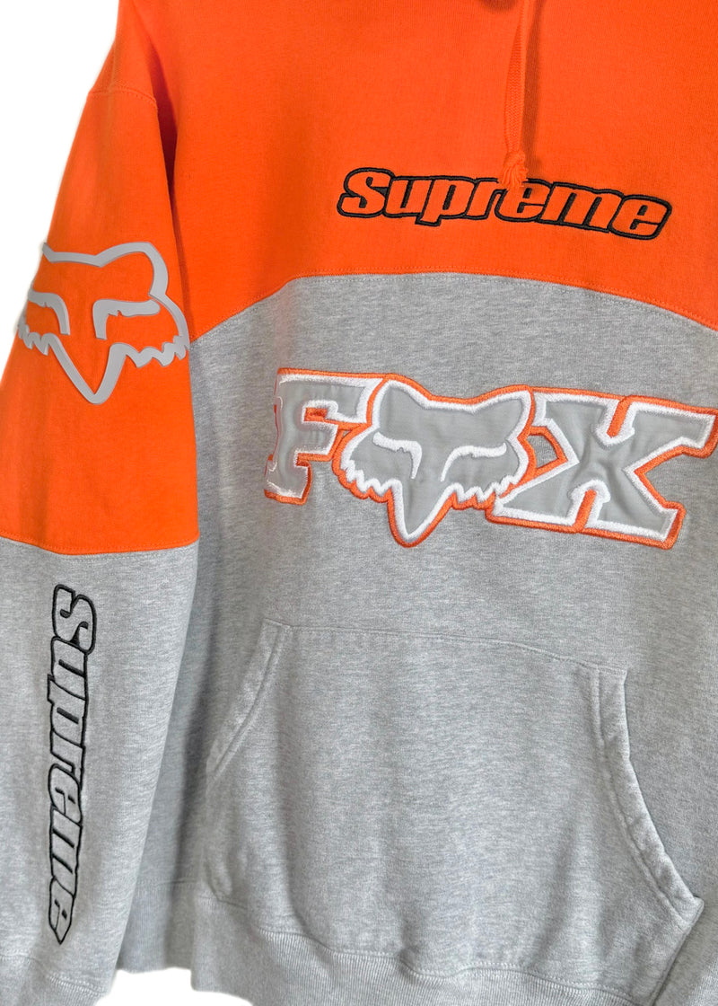 Supreme X Fox Grey Orange Logo Hoodie