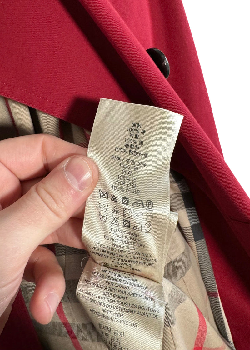 Burberry The Sandringham Red Double Breasted Trench Coat