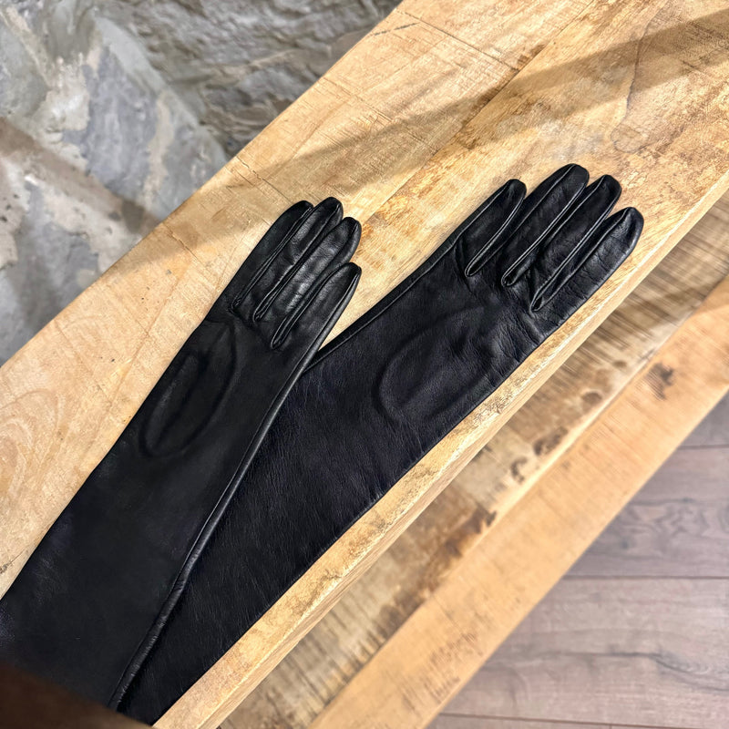 Dolce & Gabbana Black Leather Opera Gloves