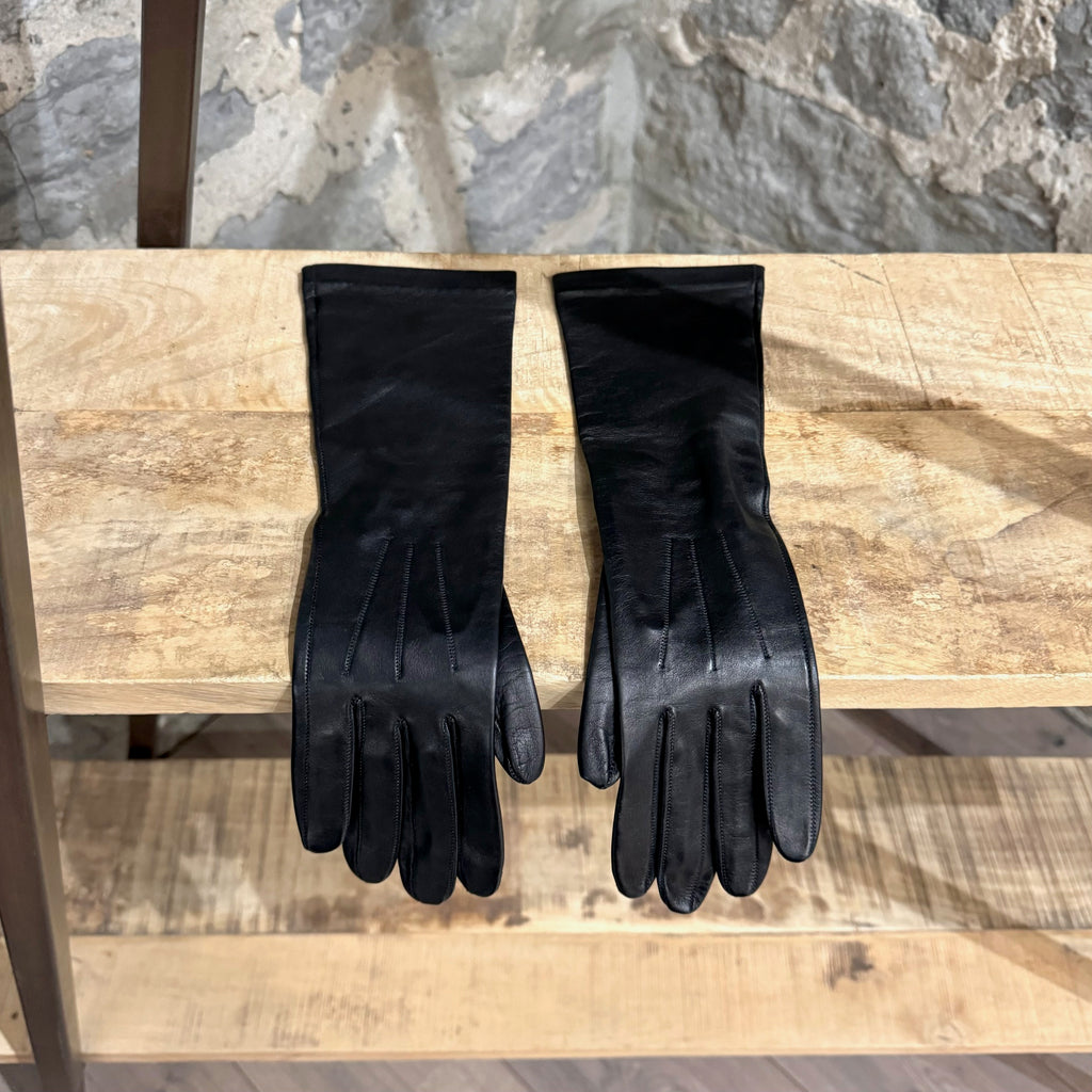 Lanvin 2006 Black Lambskin Leather Gloves