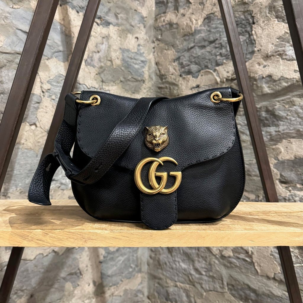 Gucci Black Marmont Animalier Shoulder Bag