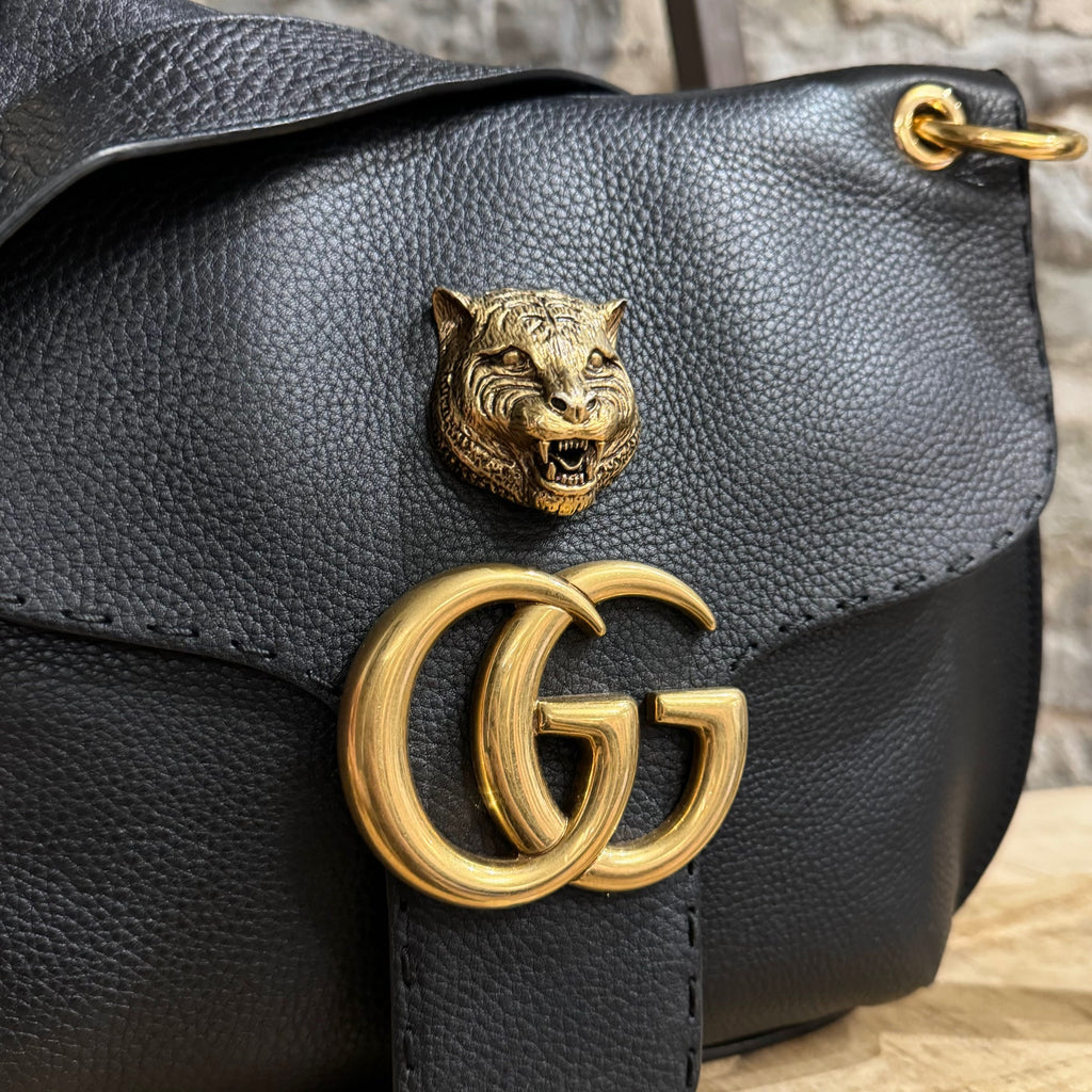 Gucci Black Marmont Animalier Shoulder Bag