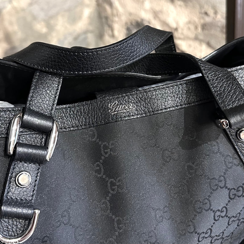 Gucci Black GG Monogram Medium Abbey Convertible Tote Bag