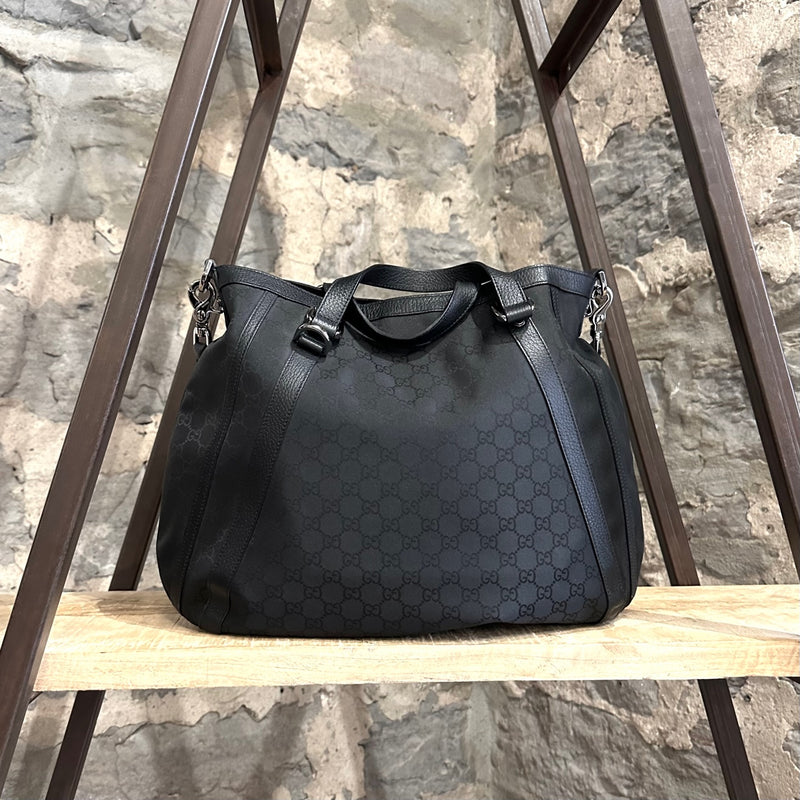 Gucci Black GG Monogram Medium Abbey Convertible Tote Bag