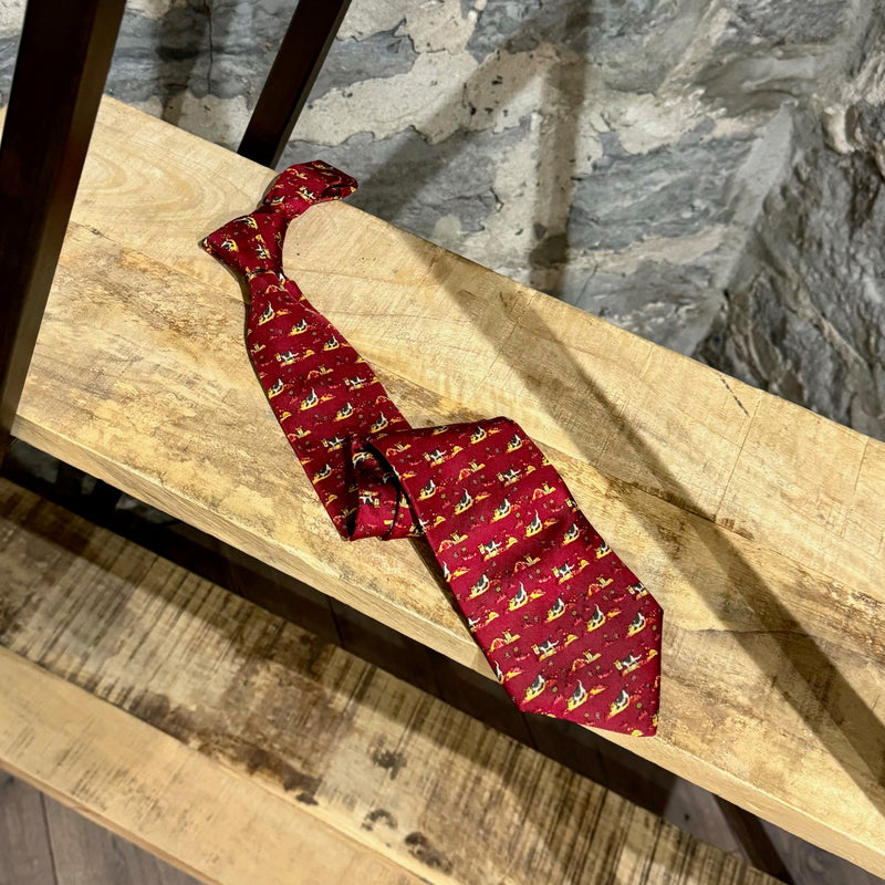 Cravate en soie rouge  Salvatore Ferragamo imprimés de chien