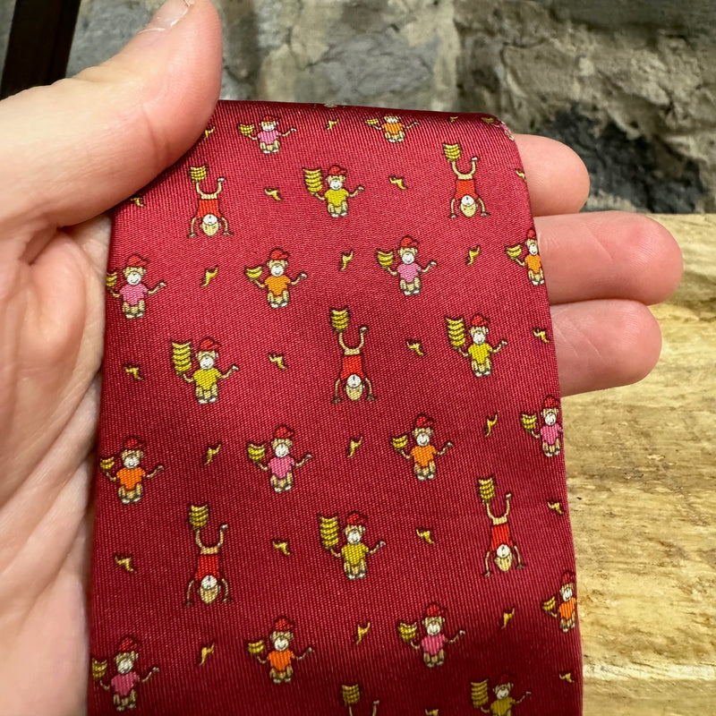 Cravate en soie de singe rouge bordeaux﻿ Salvatore Ferragamo