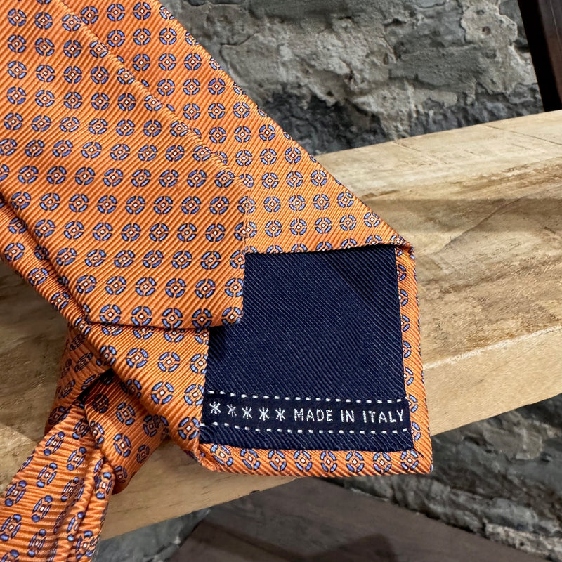 Cravate en soie géométrique orange Ermenegildo Zegna