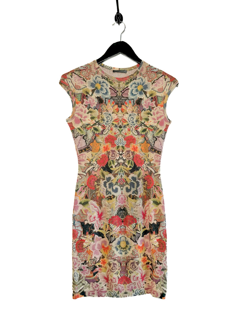 Mini-robe extensible à imprimé floral papillons Alexander McQueen
