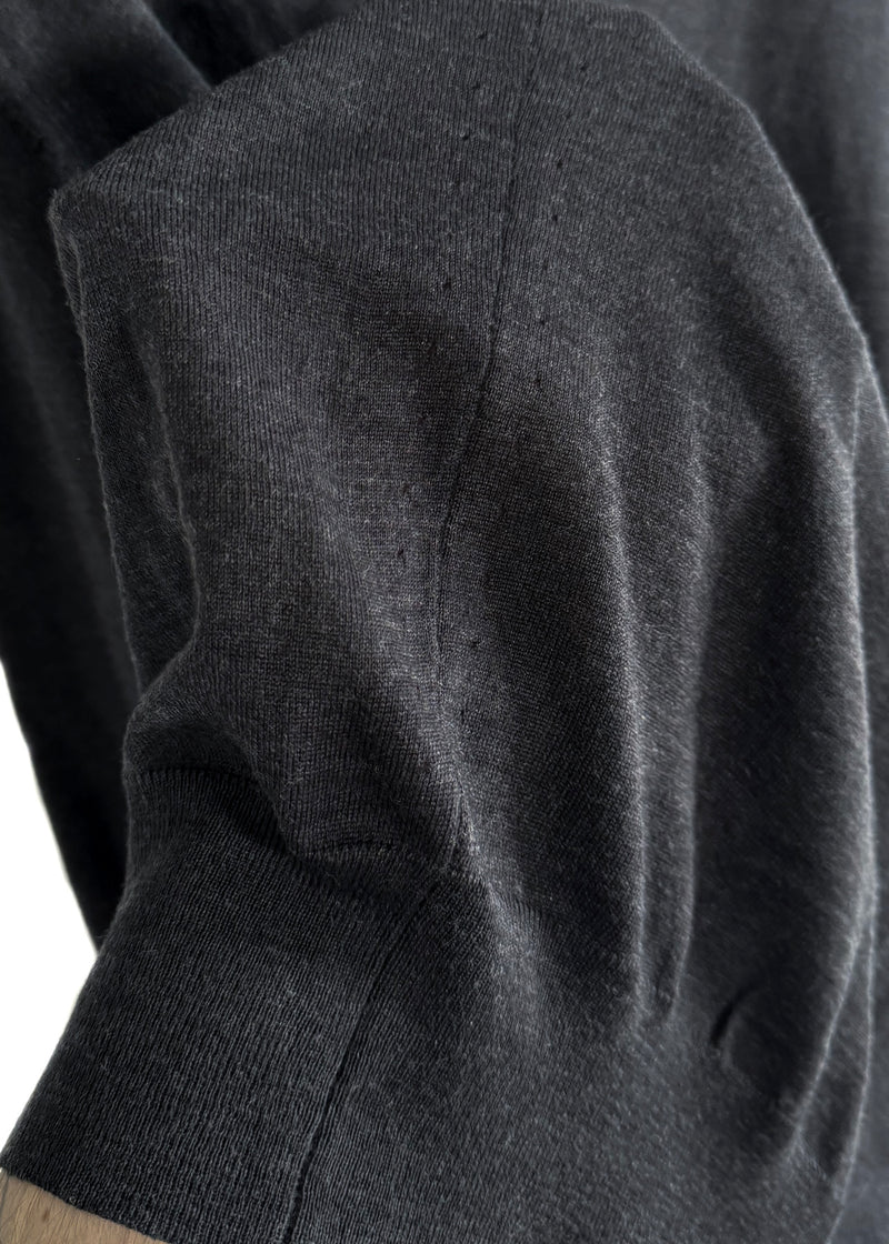 Yves Saint-Laurent Charcoal V-neck Wool Sweater
