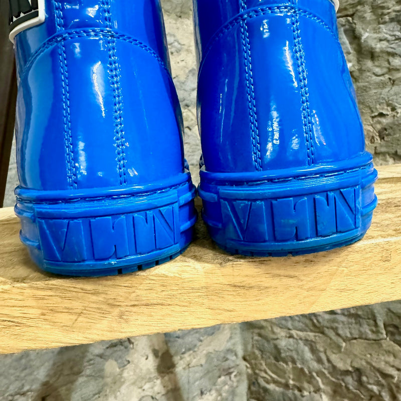 Valentino Blue Patent Giggies VLTN High Top Sneakers