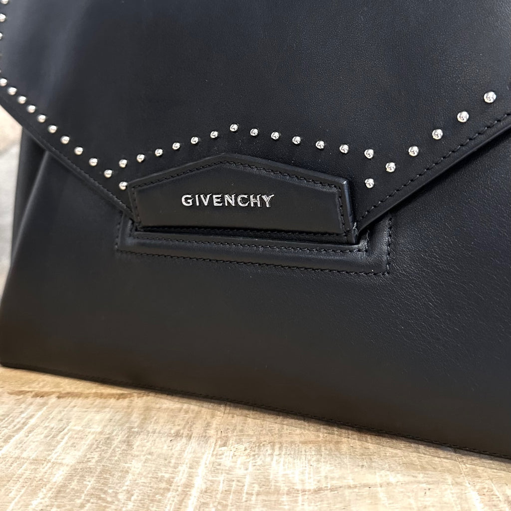 Givenchy Black Calf Leather Studded Antigona Pouch