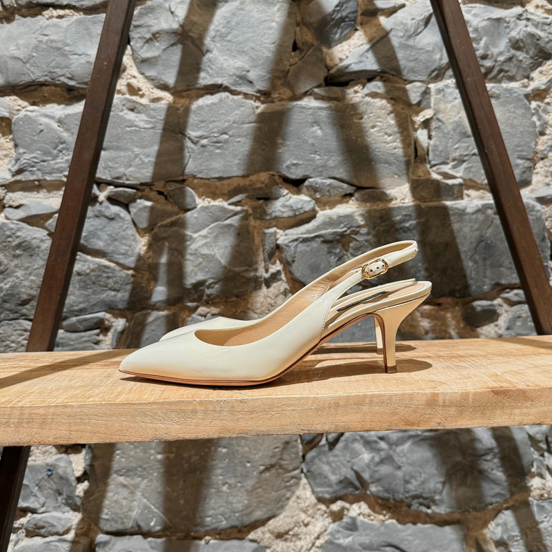 Dolce & Gabbana Ivory Patent Leather Sling Back Pumps