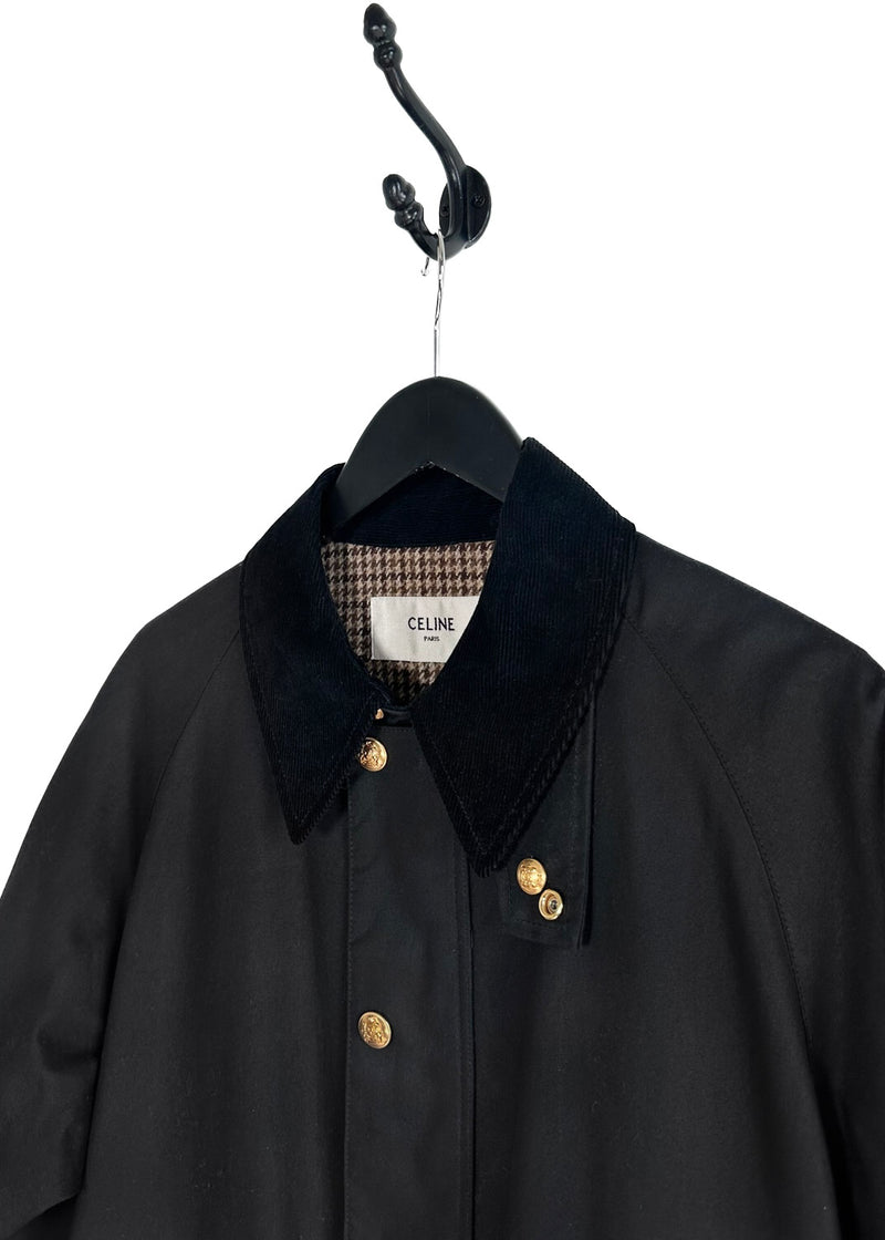 Manteau en coton ciré noir Céline Hunting Utility