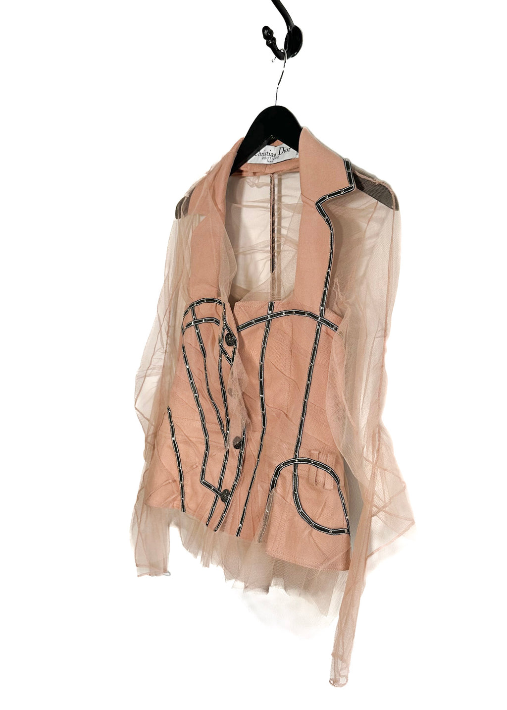 Christian Dior SS06 Nude Deconstructed Mesh Overlay Jacket