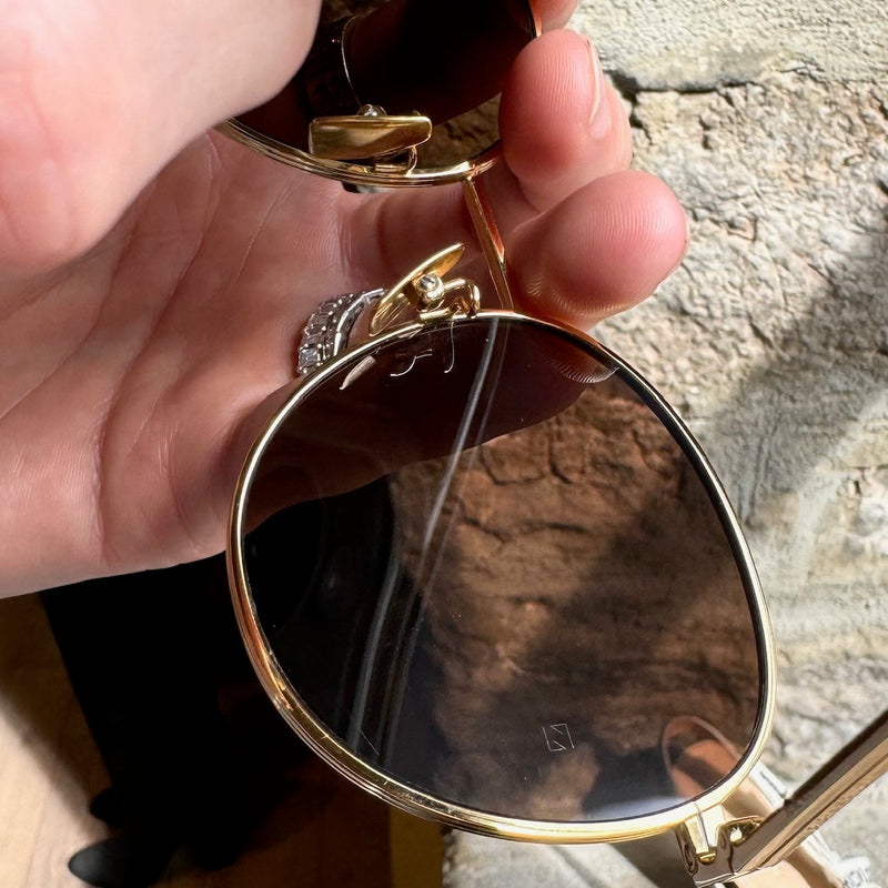 Bottega Veneta BV1042 Gold Frame Round Sunglasses