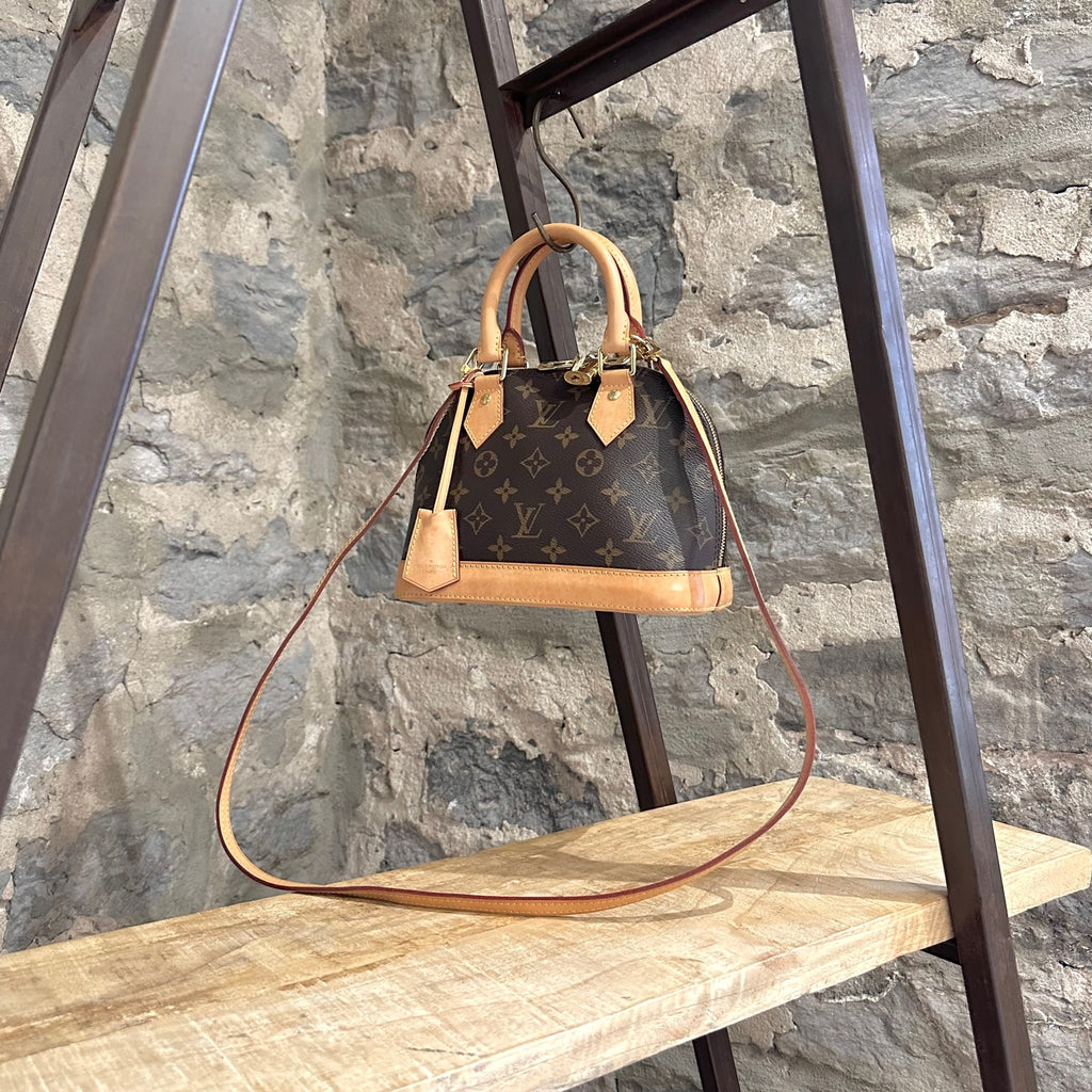 Louis Vuitton Alma BB Brown Monogram Handle Bag With Strap