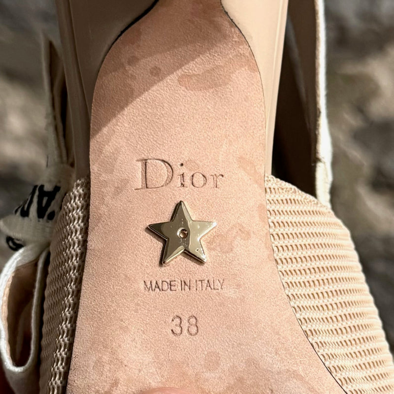 Escarpins Dior J'adior en tissu technique beige nu à bride arrière 65 mm