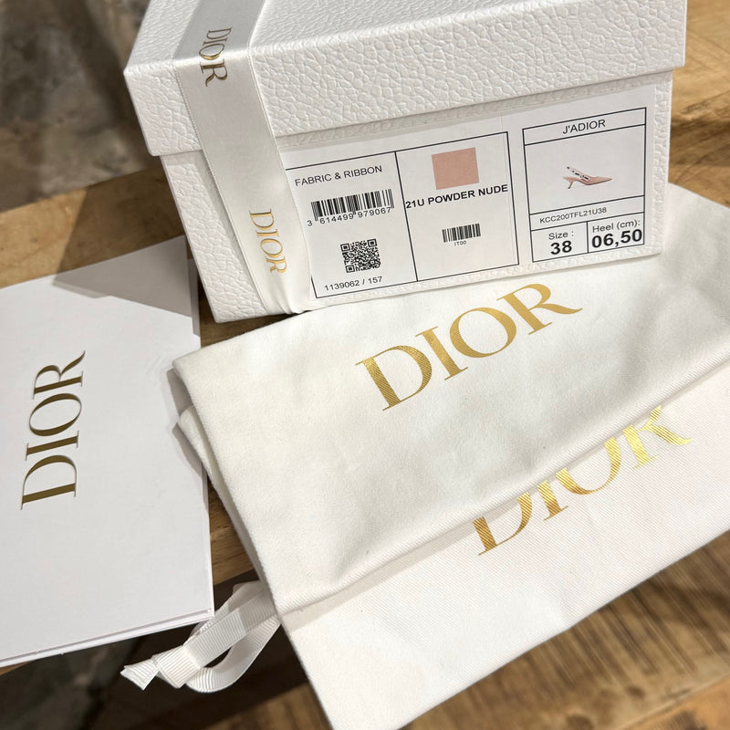 Escarpins Dior J'adior en tissu technique beige nu à bride arrière 65 mm