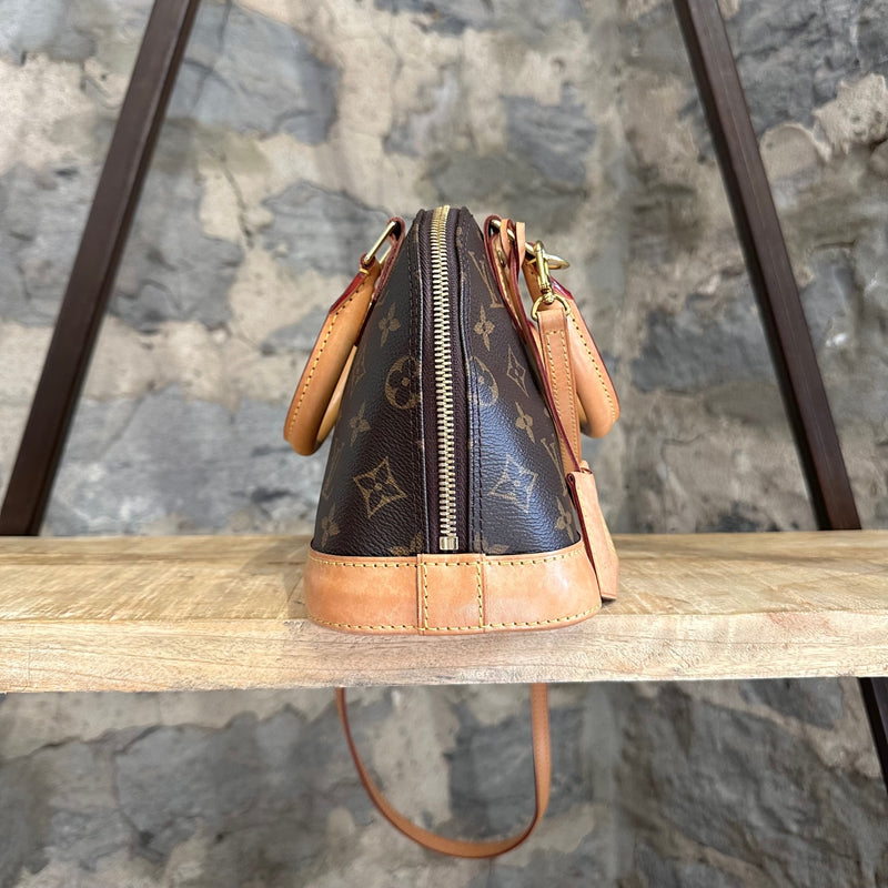 Louis Vuitton Alma BB Brown Monogram Handle Bag With Strap