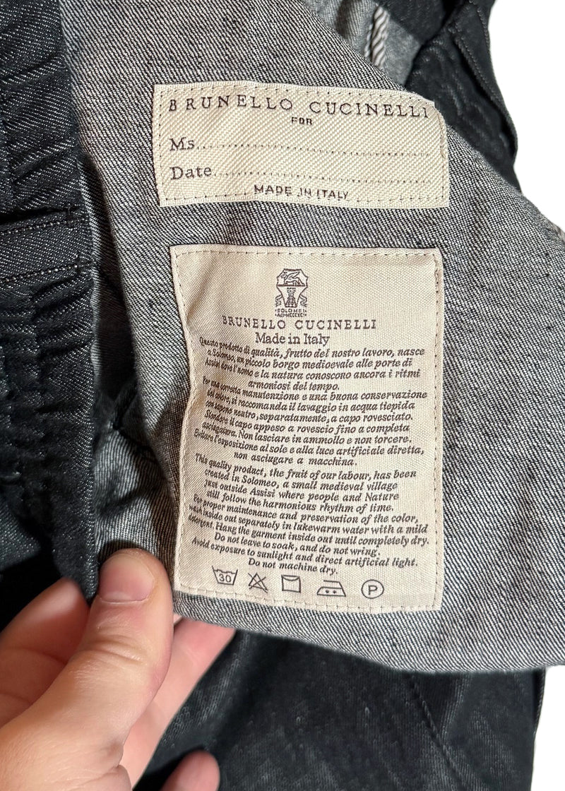 Brunello Cucinelli High Waisted Blue Black Elastic Waist Jogger Jeans