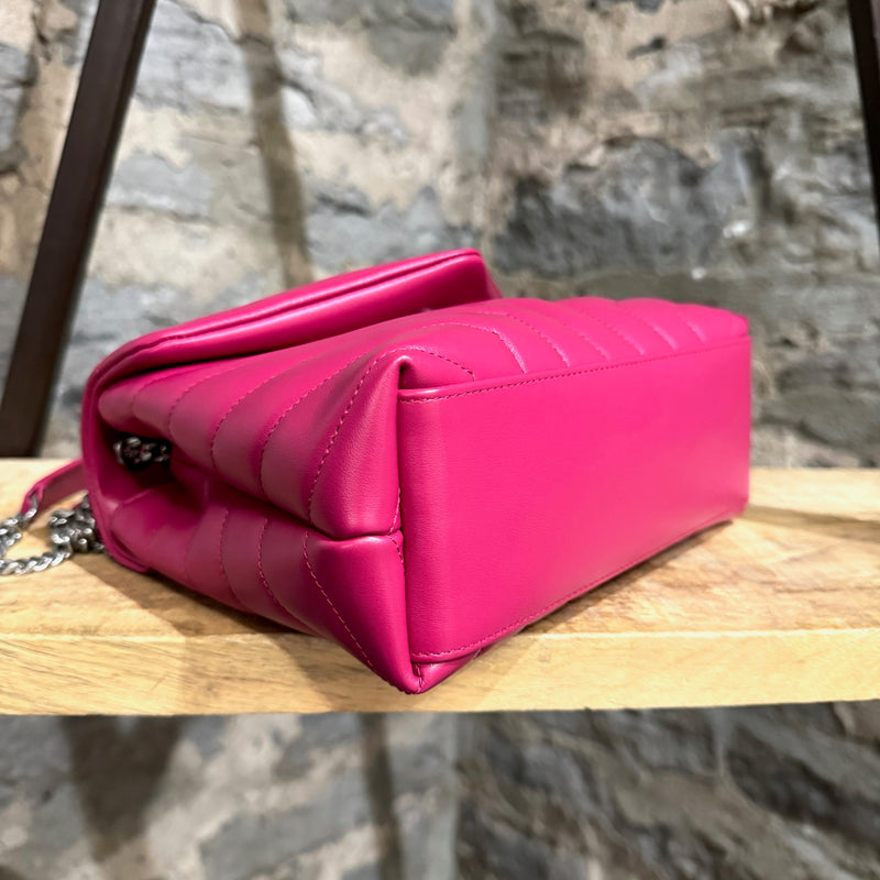 Petit sac à chaîne matelassé rose Loulou monogramme Saint Laurent