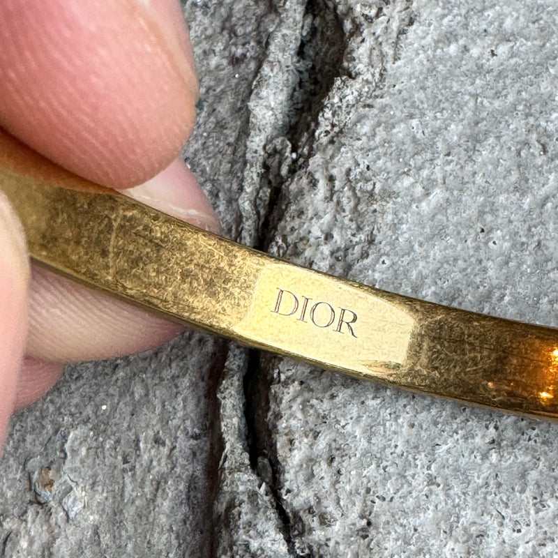 Dior Brass J'adior Logo Hinged Cuff Bracelet