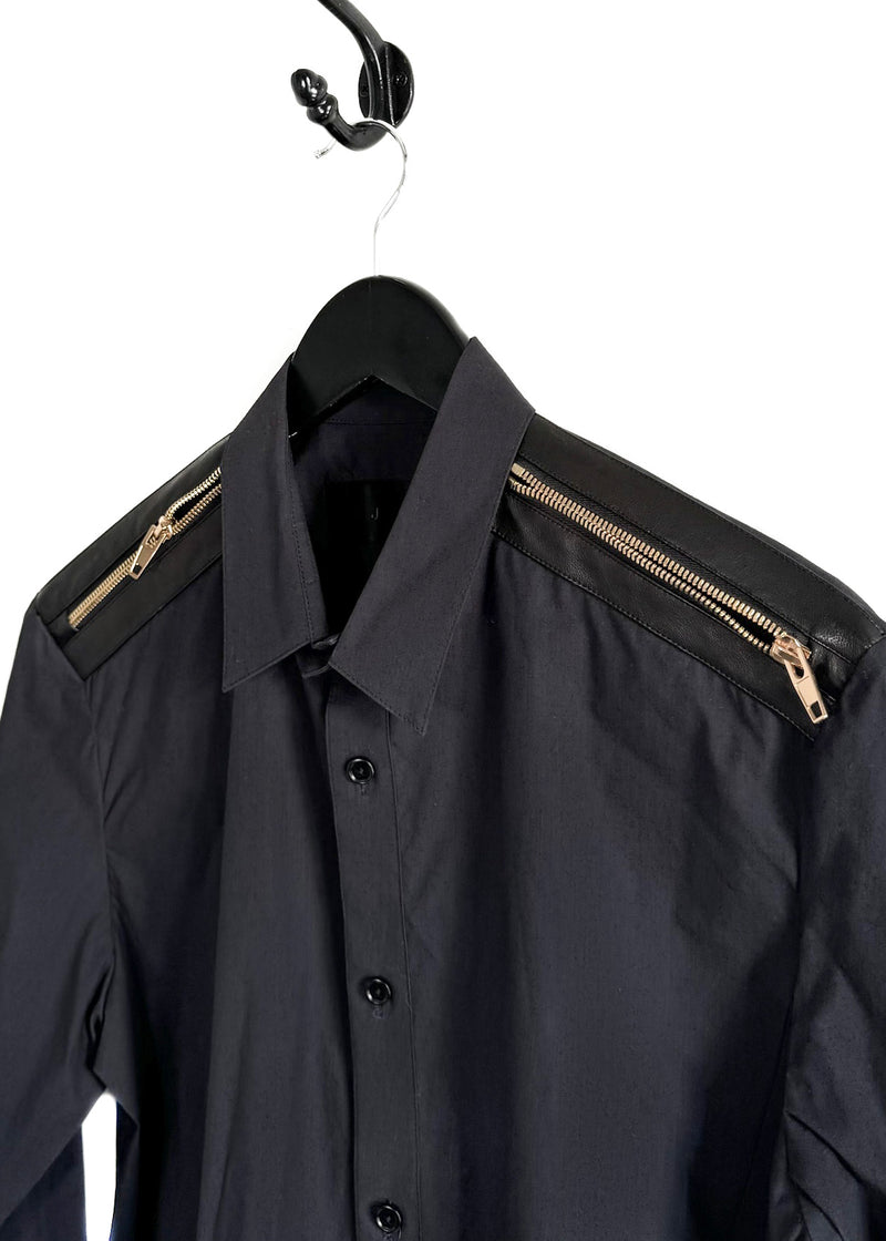 Chemise boutonnée noire avec fermeture éclair﻿ Juun.J.
