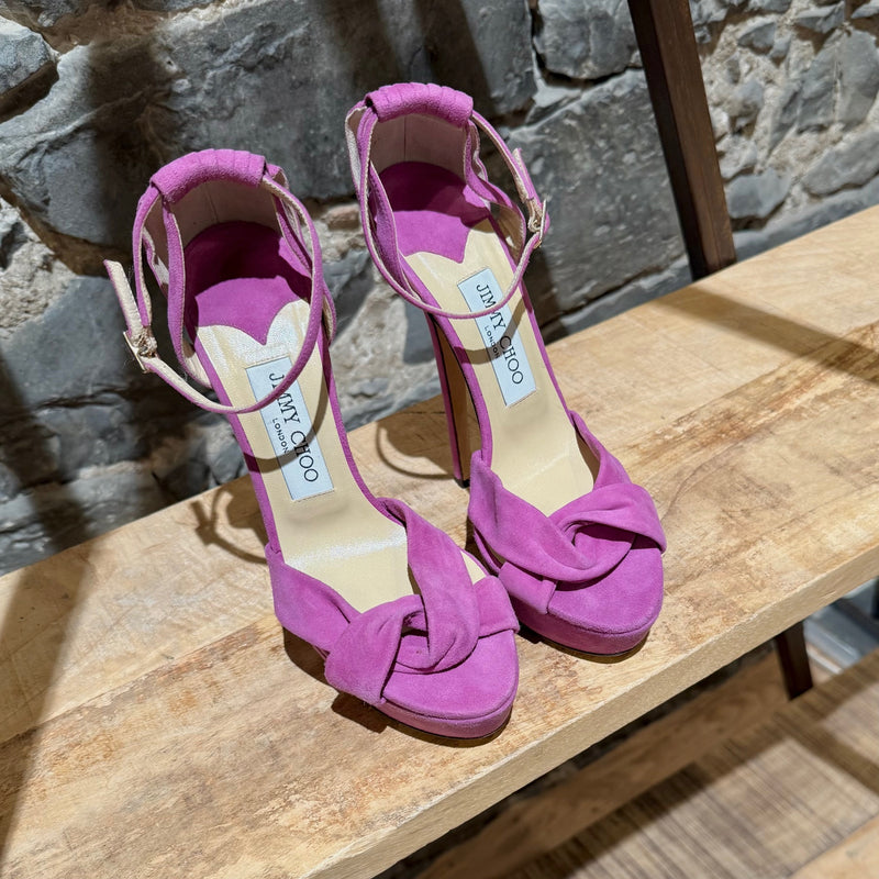 Jimmy Choo Purple Suede Greta Platform Sandals