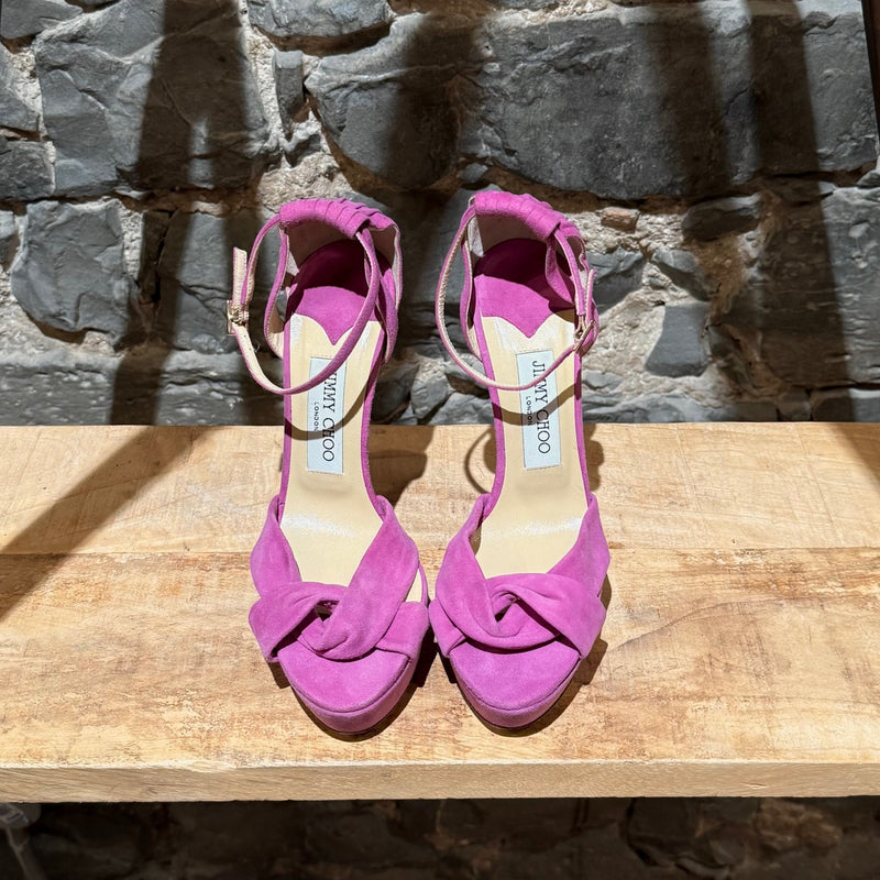 Jimmy Choo Purple Suede Greta Platform Sandals