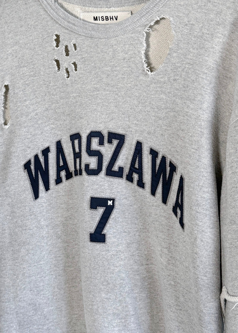 MISBHV Warszawa 7 Embroidered Destroyed Grey Sweatshirt