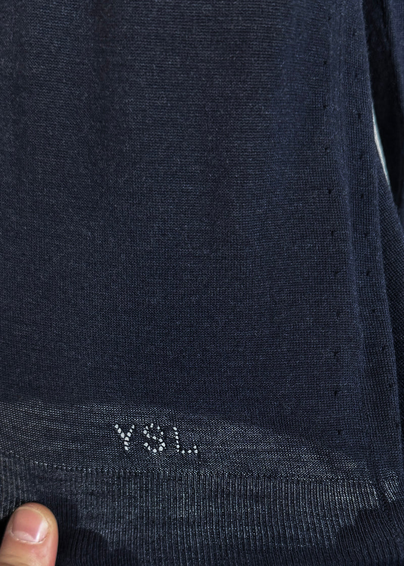 Pull col V en laine marine Yves Saint Laurent