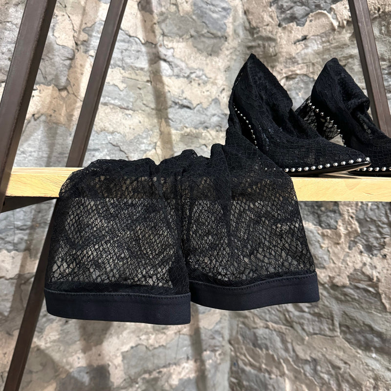 Alexander Wang Black Lyra Over the Knee Lace Studded Boots