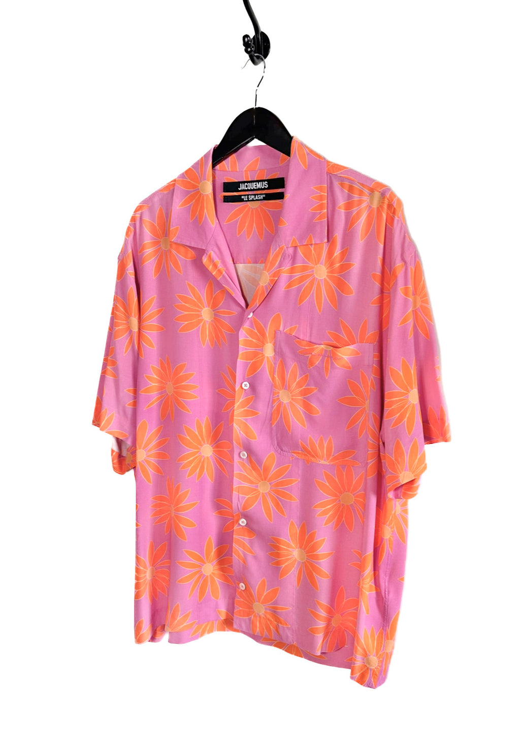 Jacquemus Le Splash Pink Flower Print Short Sleeve Shirt