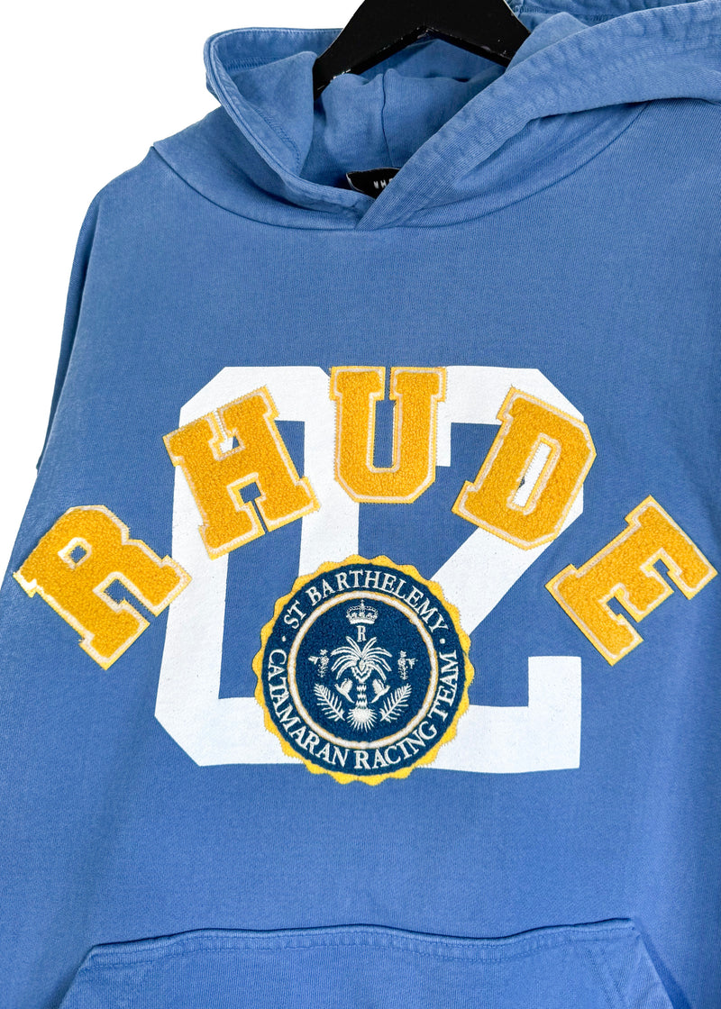Rhude Blue Racing Team Logo Patch Oversized Hoodie