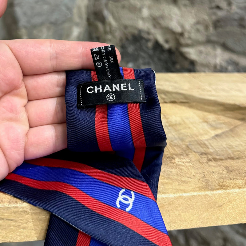 Bandeau en soie multicolore à imprimé bateau de croisière Chanel