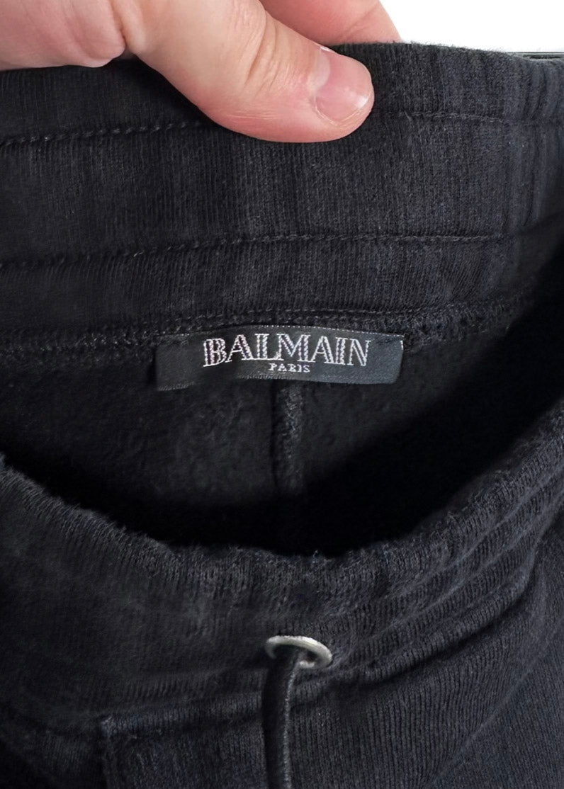 Pantalon de survêtement texturé noir Balmain Biker