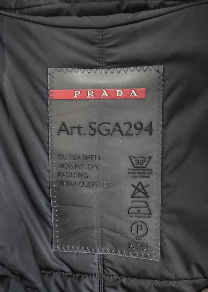 Prada Linea Rossa Black Nylon Polyester Padded Long Coat