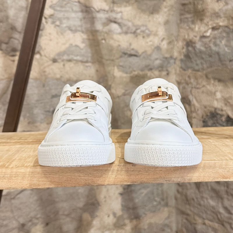 Hermès White Leather Femme Day Kelly Accent Sneakers