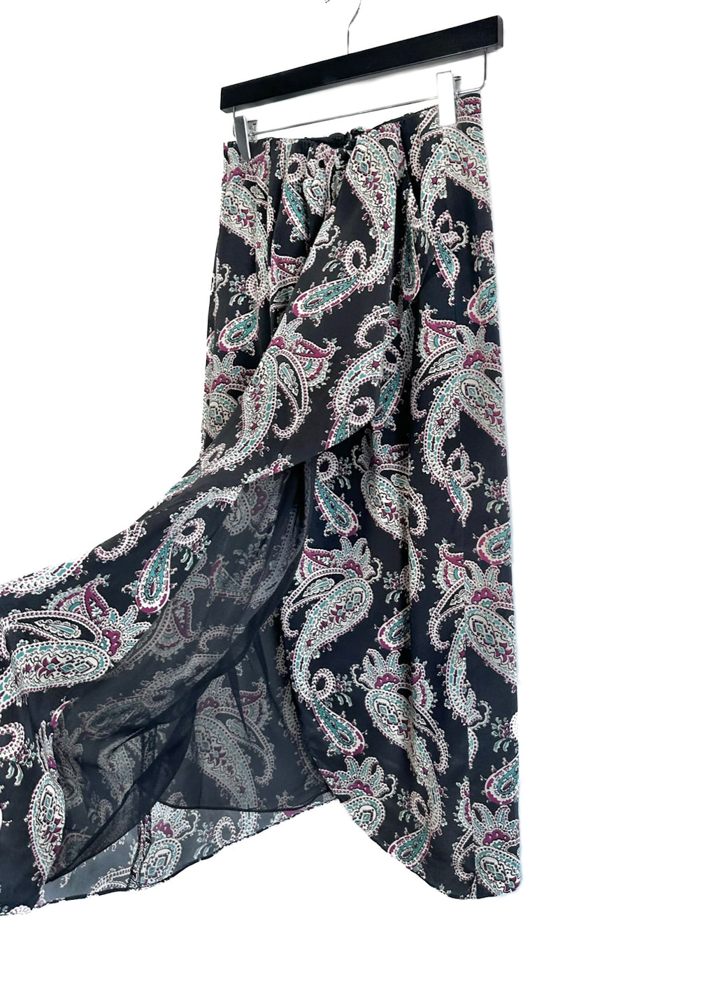 Isabel Marant Black Paisley Print Breetizi Silk Midi Skirt