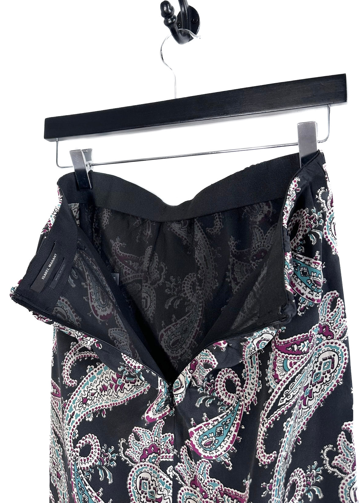 Isabel Marant Black Paisley Print Breetizi Silk Midi Skirt – Boutique LUC.S
