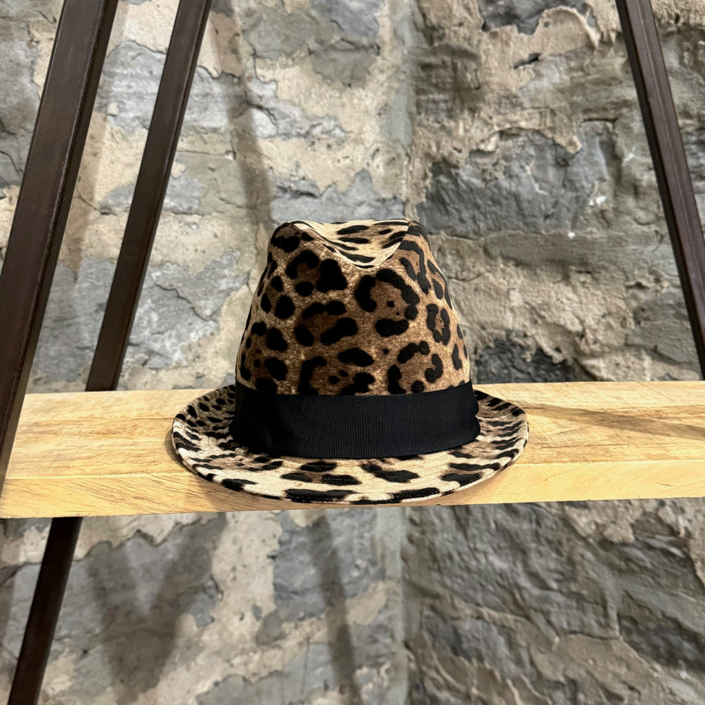 Chapeau Fedora beige à imprimé léopard Dolce & Gabbana