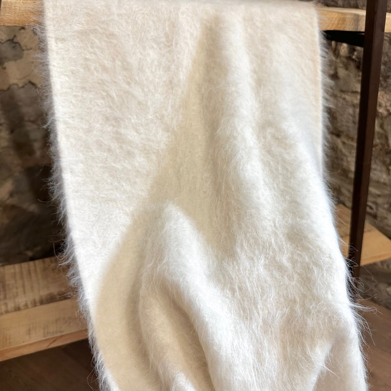 Totême Ivory Alpaca Blend Knit Scarf