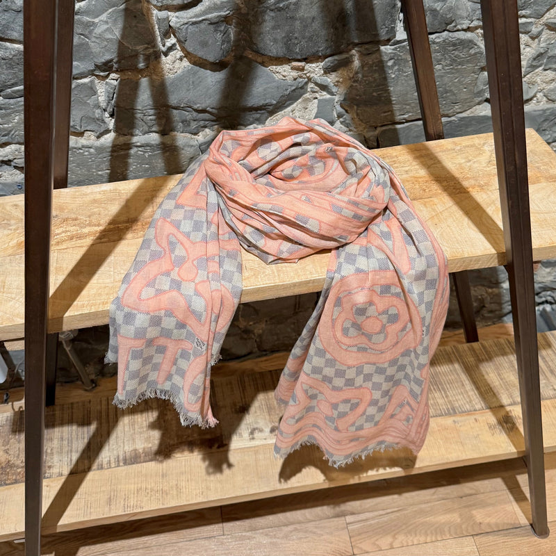 Louis Vuitton Azur Damier Pink Tahitienne Light Cotton Scarf