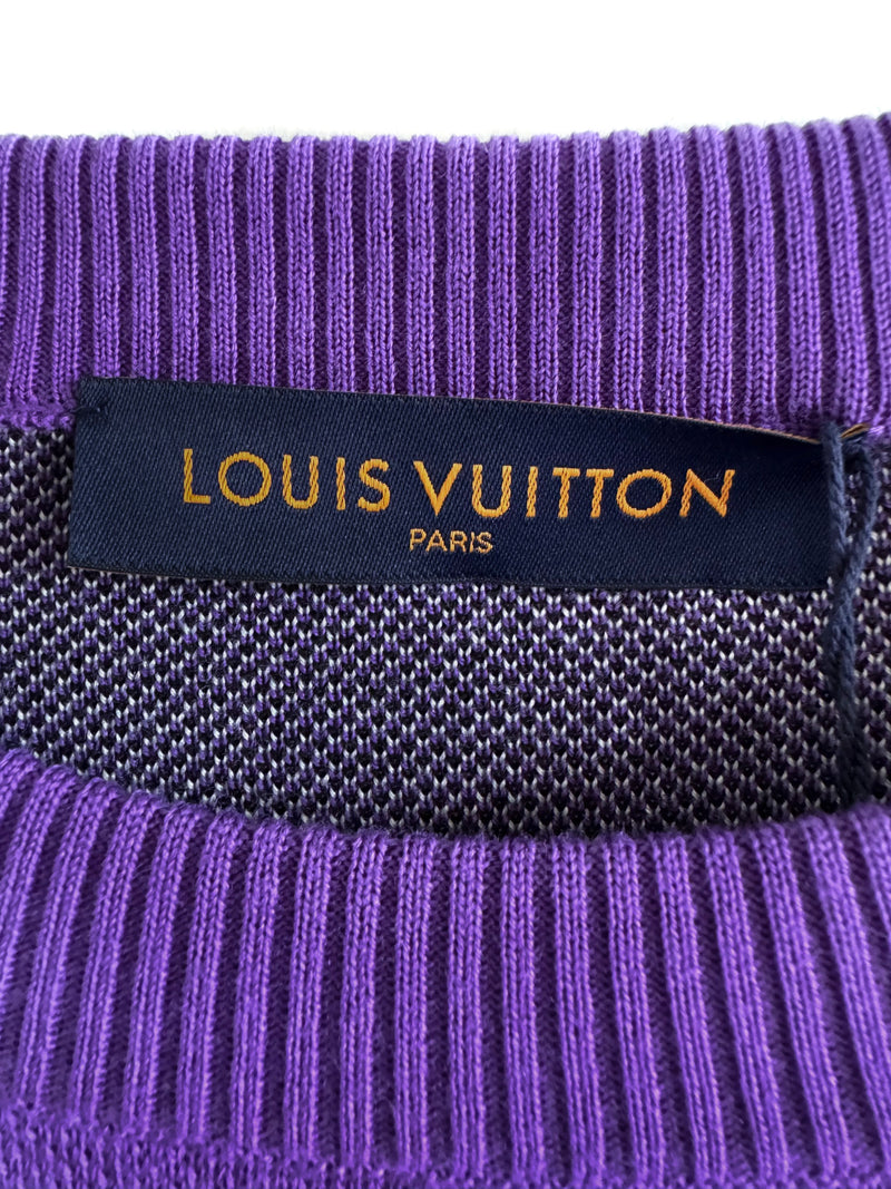 Louis Vuitton SS20 Studio Jacquard Purple Wool Sweater