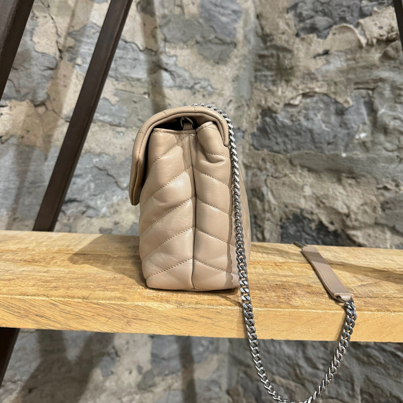 Saint Laurent Beige Quilted Small Loulou Chain Bag