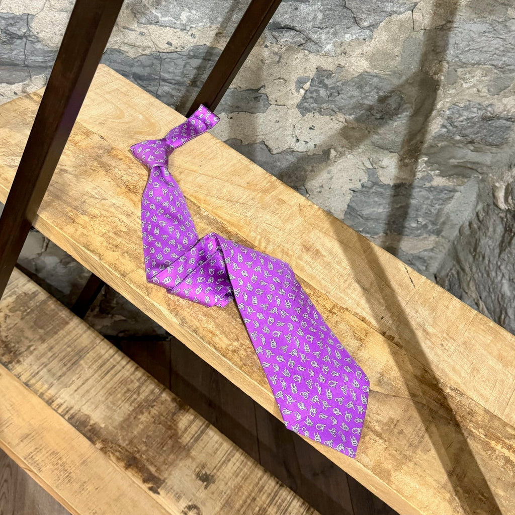 Hermès Sailor Knot Prints Purple Silk Tie
